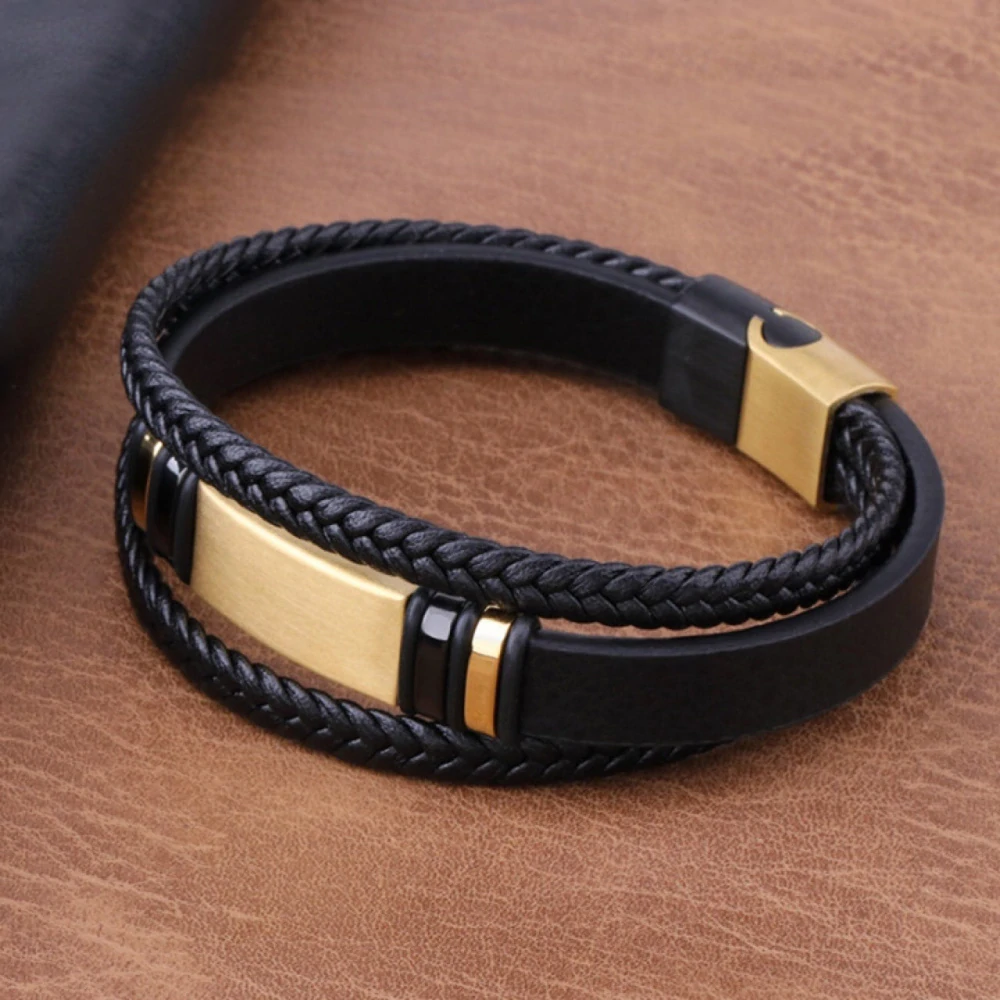 Kožený náramek Roberto, Gold