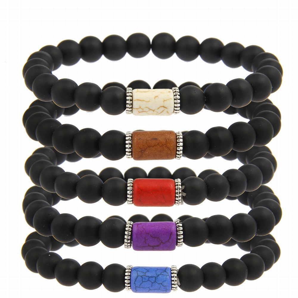 Achátový náramek s magnezitem, modrá