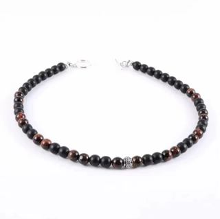 Pánský náhrdelník Červené tygří oko & Matný kámen